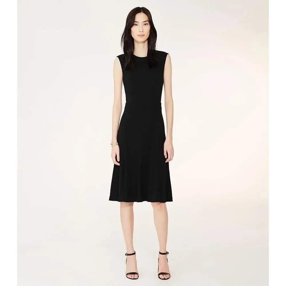 Tory Burch Womens Aubrey Dress Sze XS Black Pleated Trumpet Skirt Sleeveless NWT